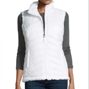 The North Face Mossbud Swirl Fleece & Taffeta Reversible Vest, White